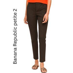 Banana Republic washable Bi-Stretch Modern Sloan Pant 2 Petite NWT pockets brown